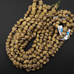 Golden Druzy Agate 10mm Nugget Beads With Sparkling Quartz Crystal Cave 15.5" Strand