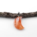 Natural Red Lepidocrocite Quartz Moon Pendant Gemstone