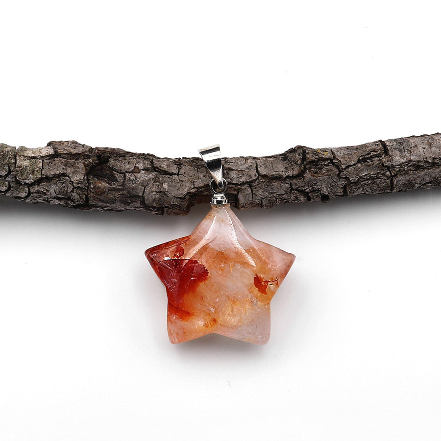 Natural Red Lepidocrocite Quartz Star Pendant Gemstone