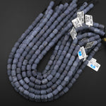 Matte Smoky Gray Jade Smooth Barrel Drum Beads 15.5" Strand