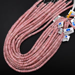 Natural Pink Opal Tube Rondelle Beads 15.5" Strand