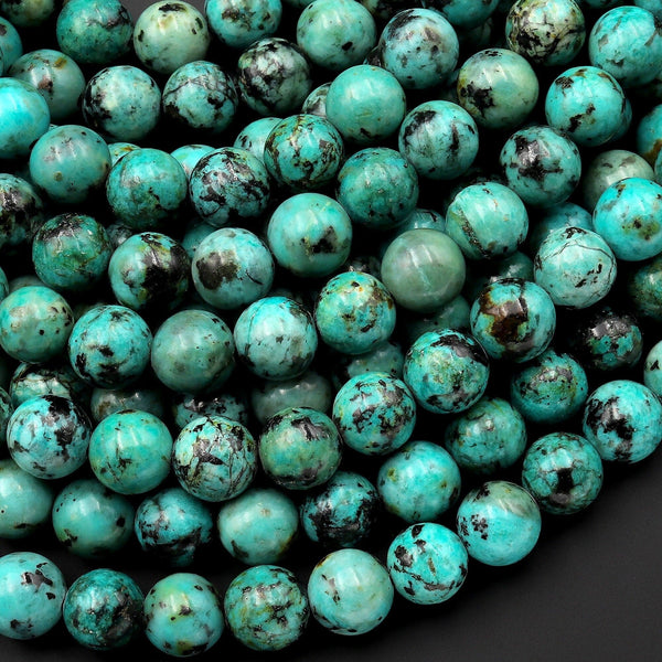 AAA Natural Blue African Turquoise 8mm Round Beads 15.5" Strand