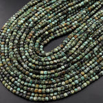 Natural African Turquoise Faceted 4mm Cube Gemstone Beads 15.5" Strand
