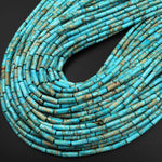 Aqua Terra Jasper Smooth Tube Cylinder Beads Aka Blue Turquoise Impression Jasper 15.5" Strand