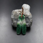Natural African Green Jade Earring Drilled Gemstone Teardrop Matched Bead Pair