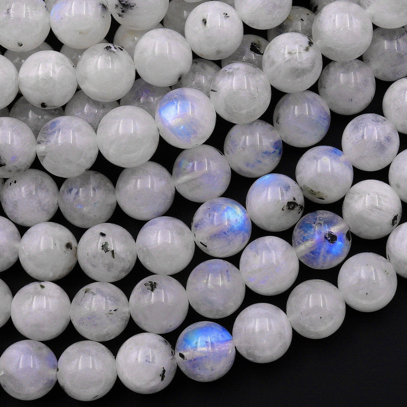 Natural Rainbow Moonstone 6mm 8mm Round Beads Blue Flashes W Black Tou –  Intrinsic Trading