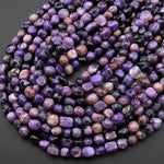 Natural Purple Russian Charoite Freeform Nugget Beads 15.5" Strand