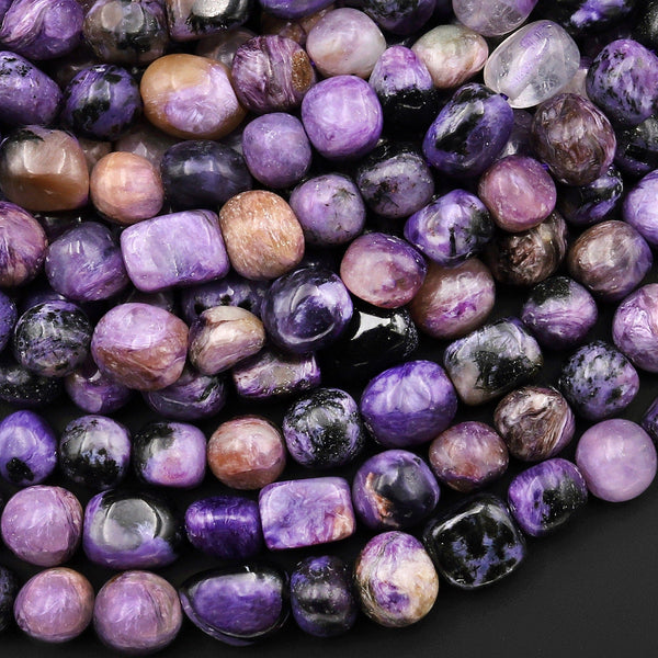Natural Purple Russian Charoite Freeform Nugget Beads 15.5" Strand