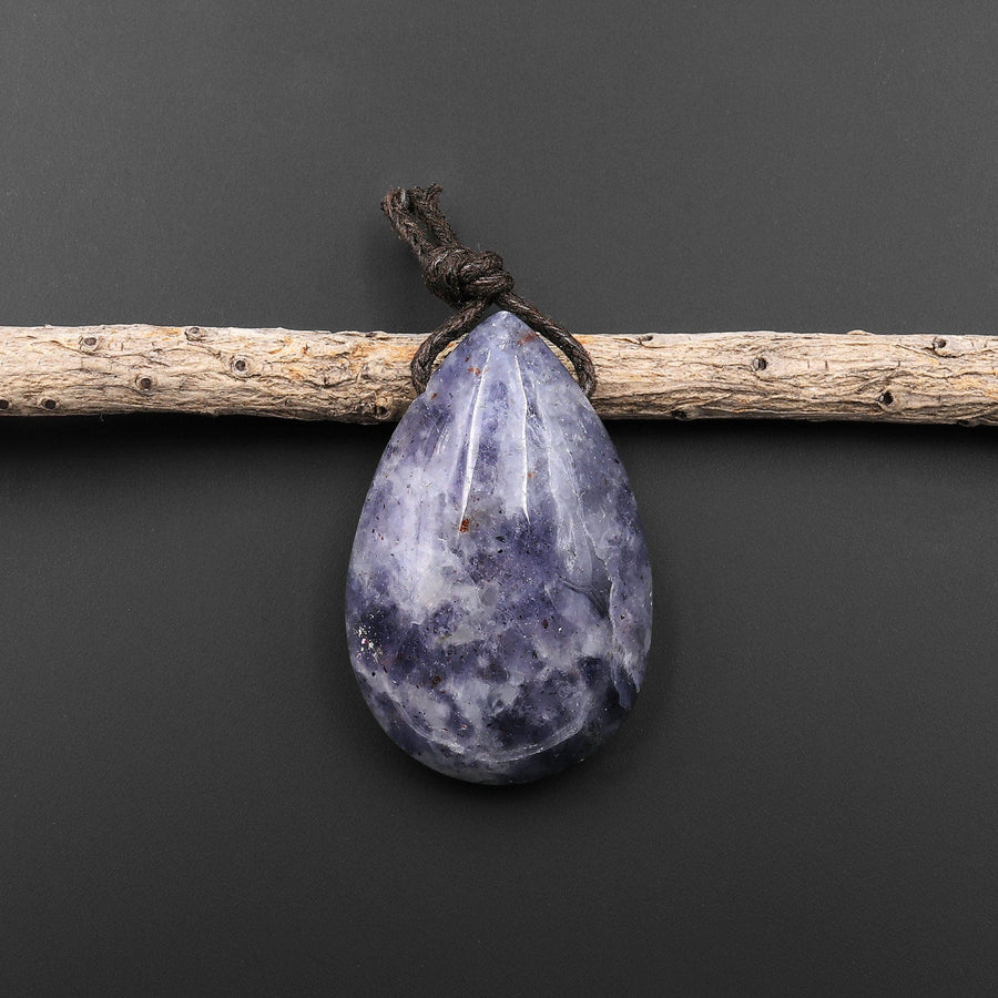 Natural Iolite Teardrop Pendant Side Drilled Gemstone A3