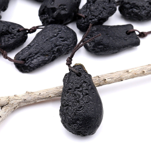 Natural Black Tektite From Thailand Freeform Whole Nugget Pendant Meteorite Cosmic Gems Rough Raw Gemstone A1