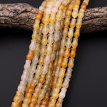 AAA Extra Translucent Natural Yellow Aventurine Carved Tulip Flower Beads 15.5" Strand