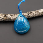 Natural Teal Blue Apatite Teardrop Pendant Gemstone Focal Bead