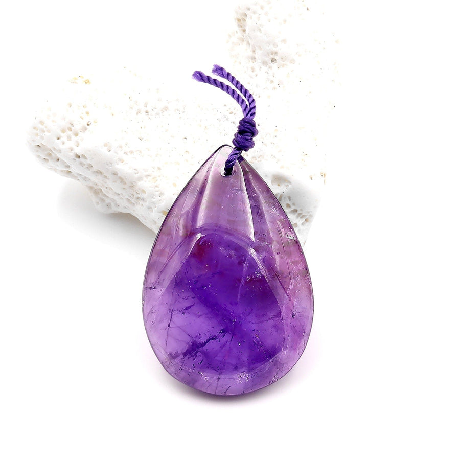 AAA Natural Purple Amethyst Teardrop Pendant Bead Drilled Gemstone A1