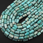 Natural Peruvian Amazonite Beads Smooth Tube Cylinder 15.5" Strand