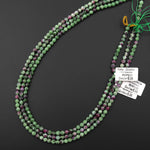 Faceted Natural Ruby Zoisite 4mm 5mm Round Beads 15.5" Strand