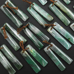 Icy Natural Green Jade Rectangle Matched Gemstone Earring Bead Pair