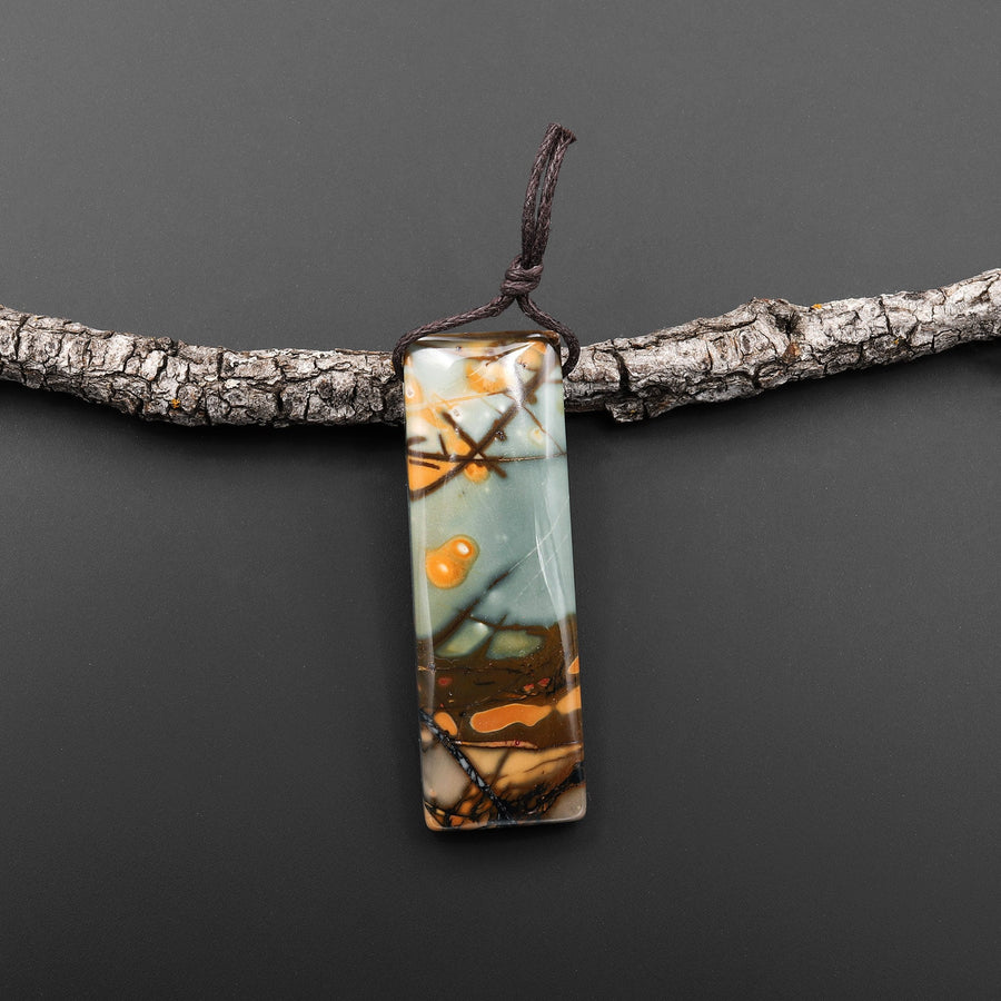 AAA Natural Red Creek Jasper Pendant Side Drilled Long Rectangle Pendant Natural Multicolor Picasso Jasper
