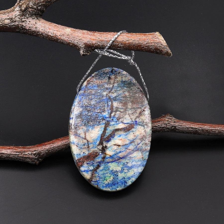 From the Old Arizona Copper Mine~ Natural Chrysocolla Azurite Oval Pendant