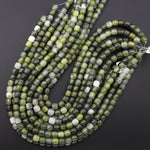 Natural Green Actinolite Quartz Smooth Drum Cylinder Beads 15.5" Strand