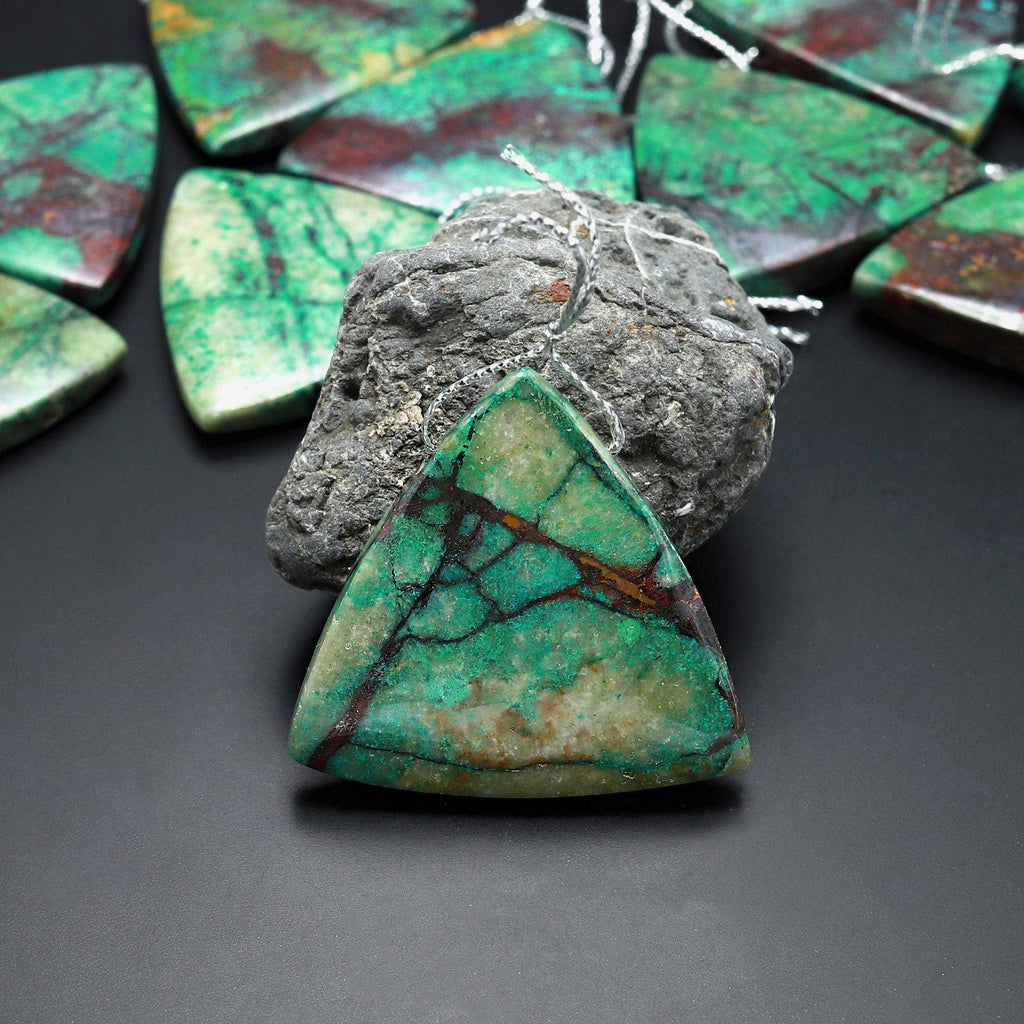 From the Old Arizona Copper Mine~ Natural Copper in Chrysocolla Triangle Pendant