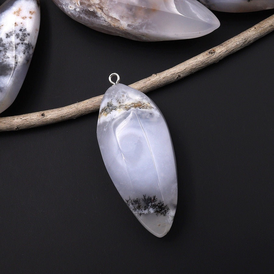 Natural Angel Chalcedony Pendant Teardrop Pendulum