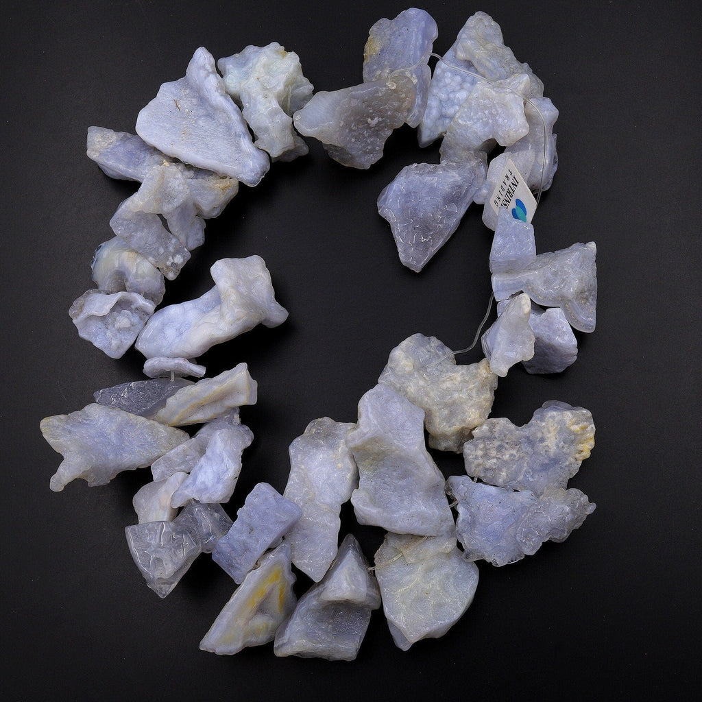 Large Freeform Natural Blue Chalcedony Geode Slice Druzy Slice Beads S ...