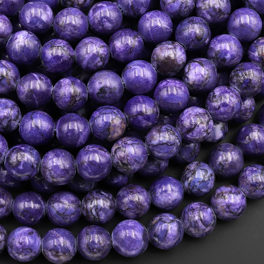 Purple Howlite 8mm Smooth Round Beads 15.5" Strand
