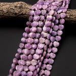 Natural Purple Lepidolite Faceted Heart Beads 12mm Gemstone 15.5" Strand
