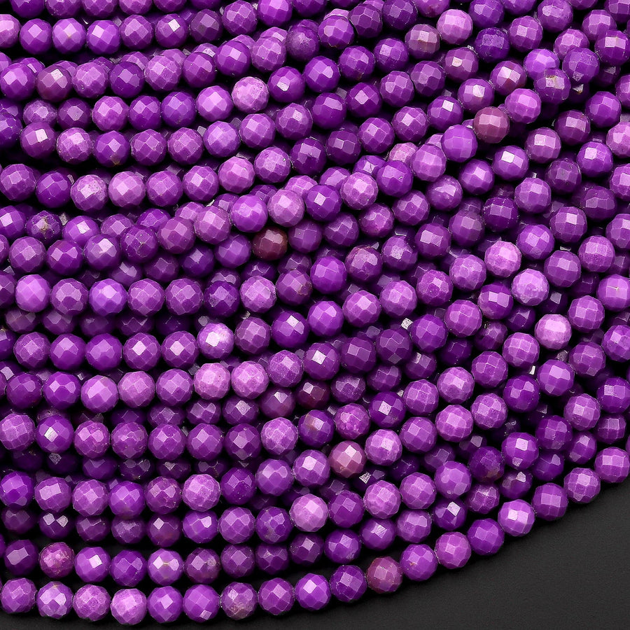 AAA Natural Purple Phosphosiderite 4mm Round Beads Faceted Gemstone 15.5" Strand