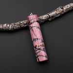 Natural Pink Black Rhodonite Long Cylinder Pendant Natural Crystal Focal Bead