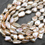 AAA Rare Natural Soft Peach Keishi Petal Genuine Freshwater Pearl 15.5" Strand