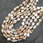 AAA Rare Natural Soft Peach Keishi Petal Genuine Freshwater Pearl 15.5" Strand