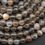 AAA Translucent Natural Black Moonstone 6mm 8mm Round Beads 15.5" Strand