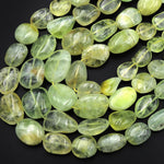 Large Natural Yellow Green Prehnite Freeform Rounded Nugget Pebble Beads 15.5" Strand