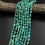 Real Genuine Natural Green Turquoise Freeform Nugget Pebble Beads 15.5" Strand