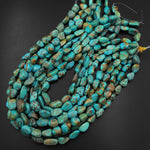 Real Genuine Natural Green Blue Golden Turquoise Freeform Nugget Pebble Beads 15.5" Strand
