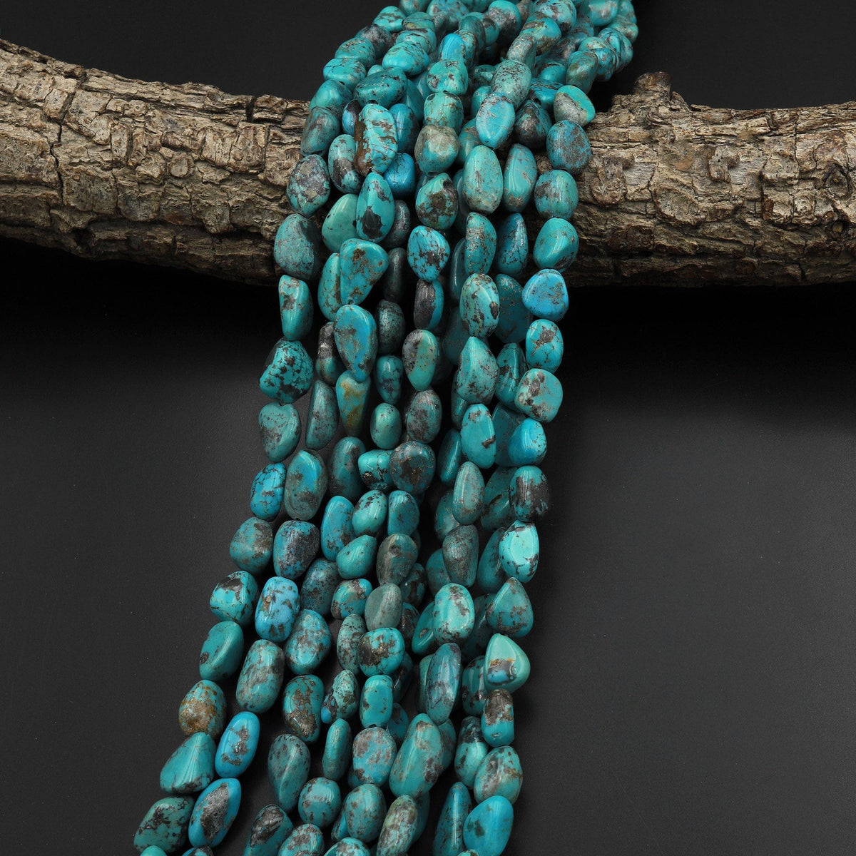 Genuine Natural Turquoise Freeform Pebble Gray Blue Beads Nuggets 15.5 ...