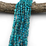 Genuine Natural Blue Turquoise Freeform Pebble Beads 6mm 8mm Nuggets 15.5" Strand