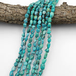 Genuine Natural Turquoise Freeform Pebble Beads Vibrant Blue Green 6mm 8mm Nuggets 15.5" Strand