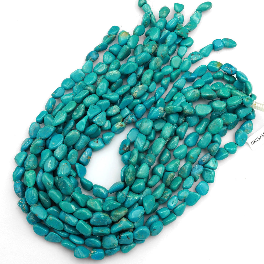 Genuine Real Natural Blue Turquoise Freeform Irregular Nugget Beads High Quality 15.5" Strand