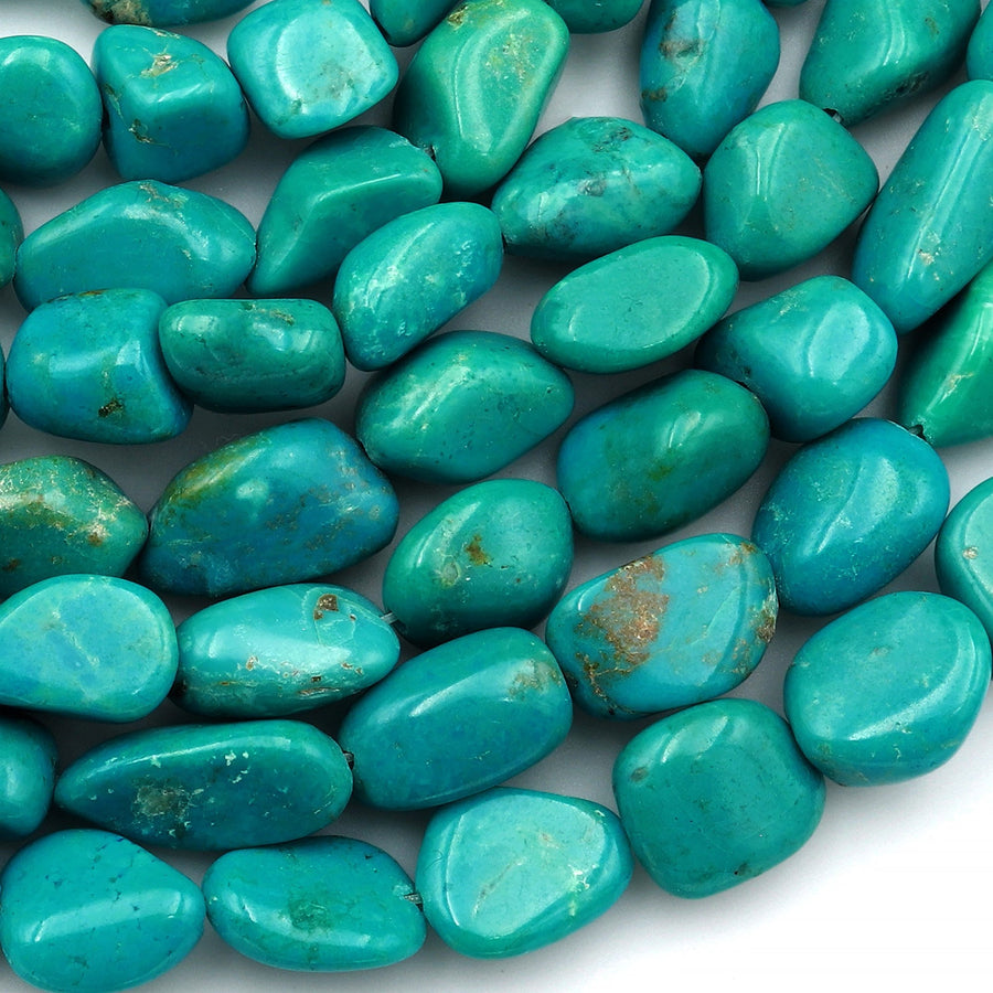 Genuine Real Natural Blue Turquoise Freeform Irregular Nugget Beads High Quality 15.5" Strand