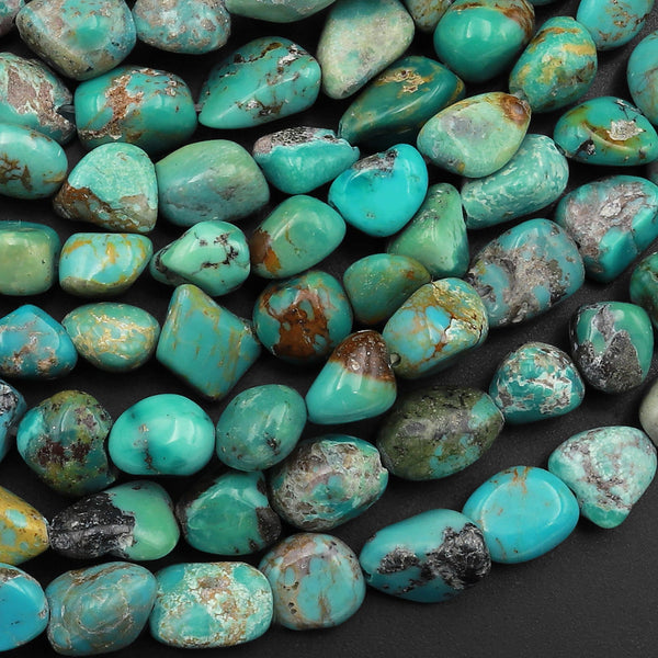 Genuine Natural Turquoise Small Pebble Beads Nuggets 15.5" Strand