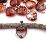 Natural Red Lepidocrocite Quartz Heart Pendant Gemstone