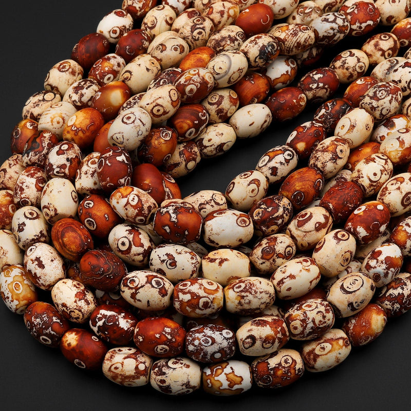 Tibetan Agate Barrel Drum Barrel Beads Dzi Agate Orange Red