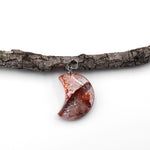 Natural Red Lepidocrocite Quartz Moon Pendant Gemstone