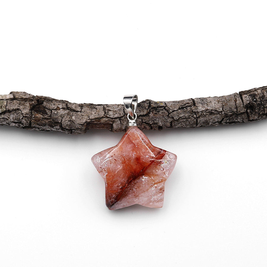 Natural Red Lepidocrocite Quartz Star Pendant Gemstone