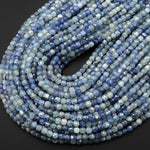 AAA Natural Light Blue Kyanite Faceted 4mm Cube Beads 15.5" Strand