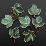 AAA Hand Carved Translucent Natural Green Serpentine Jade Maple Leaf Pendant Bead Drilled Gemstone