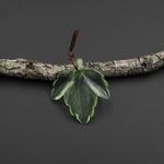 AAA Hand Carved Translucent Natural Green Serpentine Jade Maple Leaf Pendant Bead Drilled Gemstone