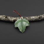 AAA Hand Carved Translucent Natural Green Serpentine Jade Maple Leaf Pendant Bead Drilled Gemstone